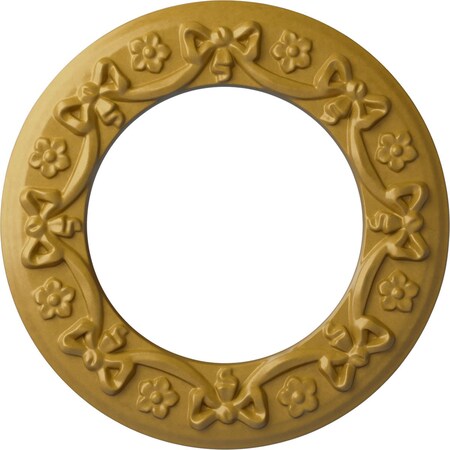 Ekena Millwork Ribbon with Bow Medallion (Canopies up to 7 1/2"), 12 1/4"OD x 7 1/2"ID x 7/8"P, Iridescent Gold CM12RIIGS